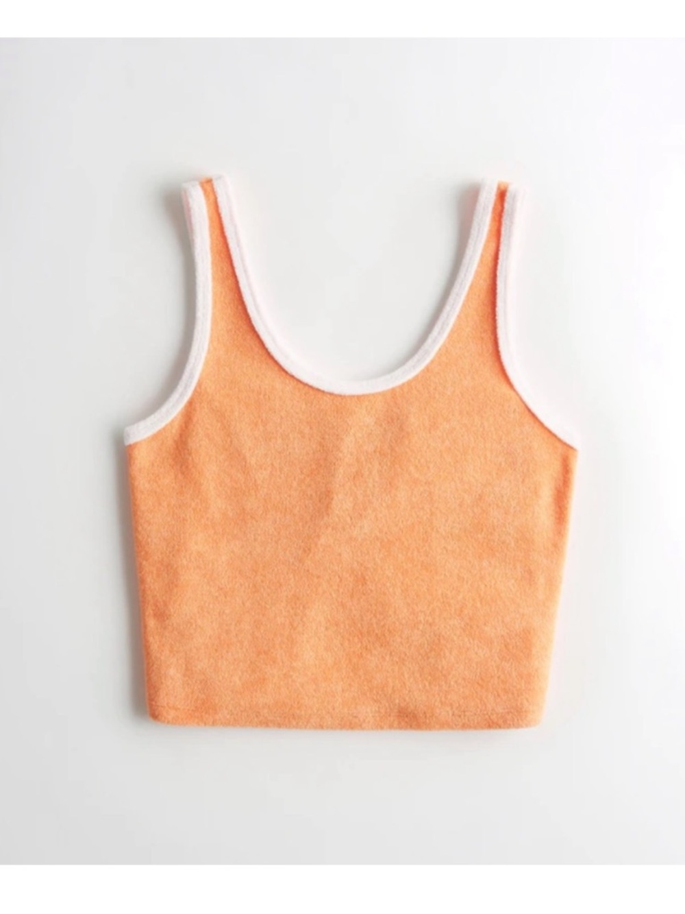 Hollister Peach Terry Cropped Tank with White Trim